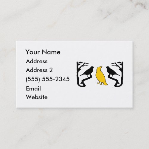 New Birds Silhouette Black Yellow Business Cards