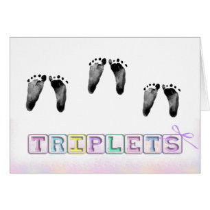 New Birth Triplets Footprints Cards