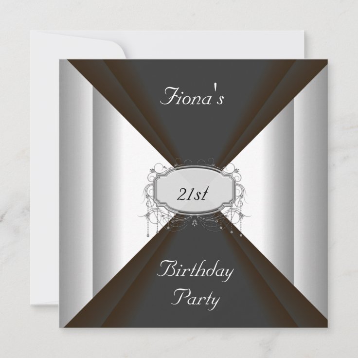 NEW Birthday Party Black Silver Invitation | Zazzle