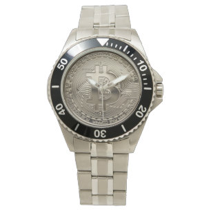 New Bitcoin Black &Stainless Steel Oversized Watch