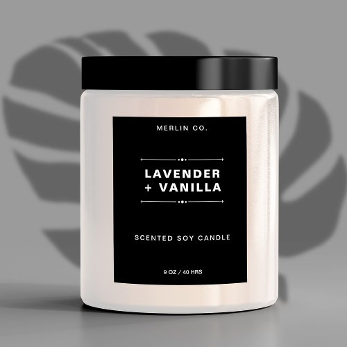 New Black Modern Candle Product Label Sticker
