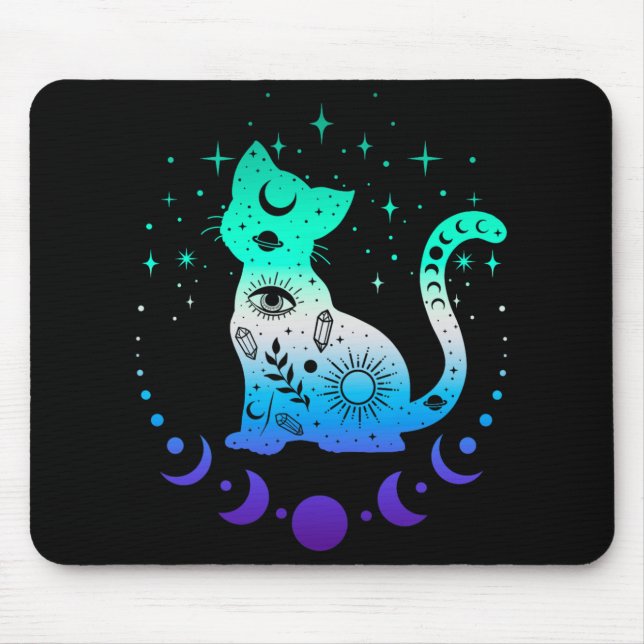 New Blue Gay Male Mlm Pride Flag, Astrology Cat  Mouse Pad (Front)