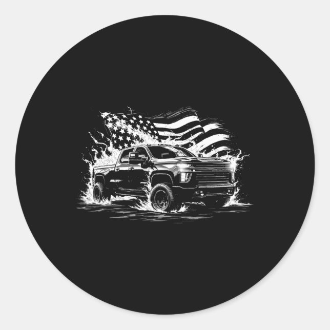 New Body Style Silverado Truck 2500 Crew Cab Patri Classic Round Sticker (Front)