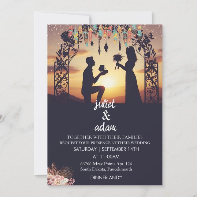 New boho rustic modern elegant Twilight Wedding Invitation (Front)