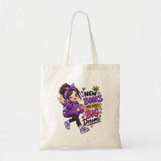 New Books New Goals Big Dreams School Design Tote Bag