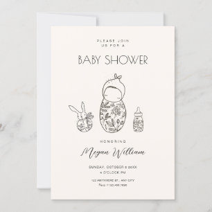 New born baby art invitation