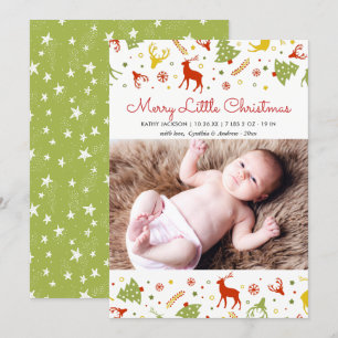 New Born Baby First Christmas Lovely Cute Photo Holiday Card