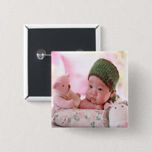 New born baby girl photo button