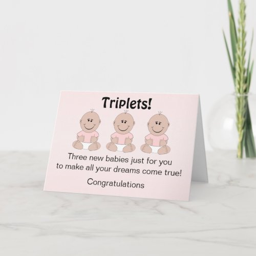 New Born Baby Girl Triplets Card