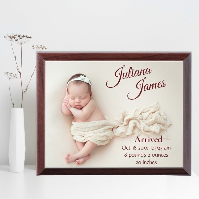 New born Baby Photo Birth Announcement plaque (Creator Uploaded)