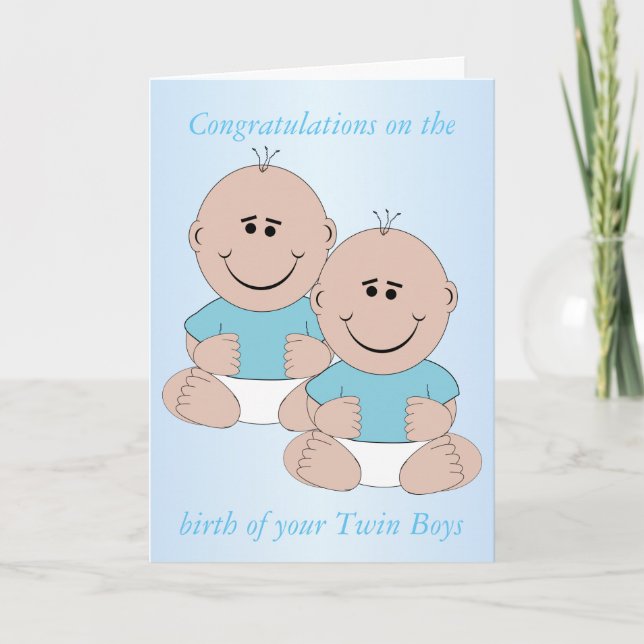New Born Baby Twin Boys Card (Front)