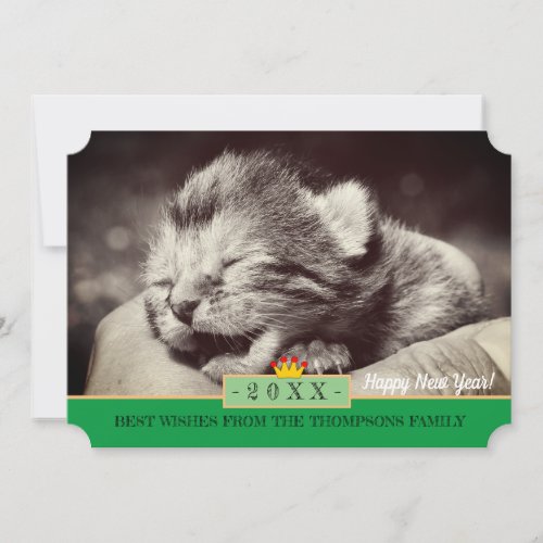 New Born Kitten  Happy New Year Card Cats