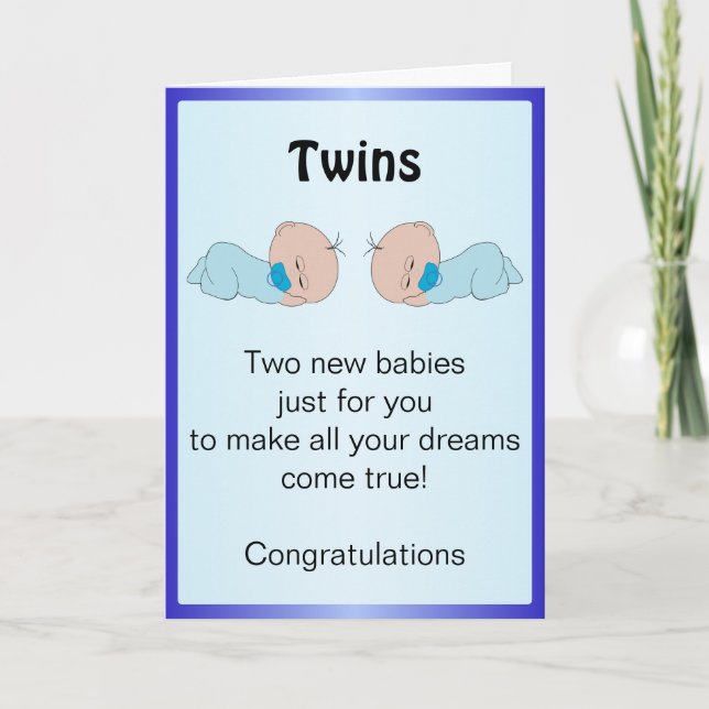 New Born Twin Boys Customized Card (Front)