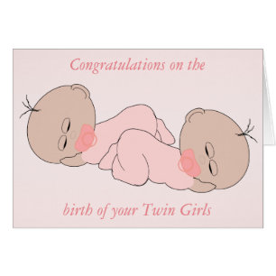 New Born Twin Girls Cards