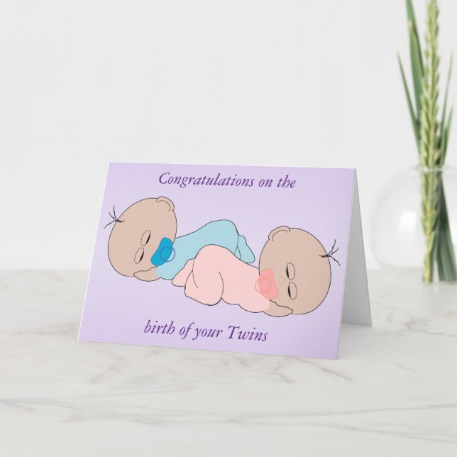 New Born Twins Personalised Card (Front)