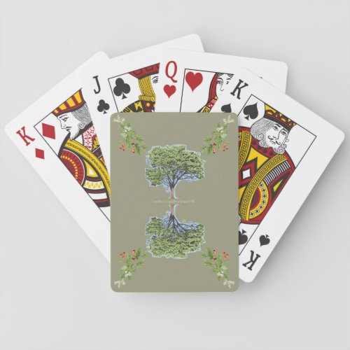 New botanical illustration Copaba khaki tree Playing Cards