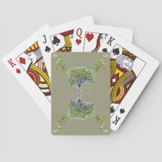 New botanical illustration Copaiba tree khaki Poker Cards