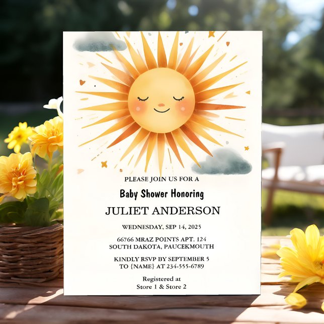 New Boy Pink Unique Sky Cloud Sunshine Baby Shower Invitation (Creator Uploaded)