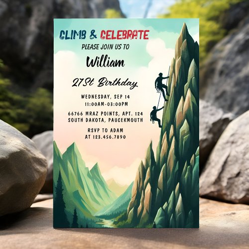 New Boy Tree Fun Cliff Rock Climbing 21st Birthday Invitation