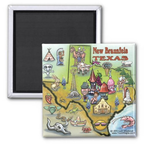 New Braunfels TEXAS Map Magnet