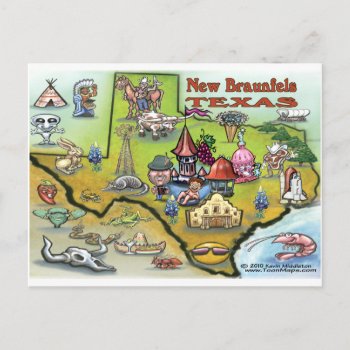 New Braunfels Texas Map Postcard by FunGraphix at Zazzle