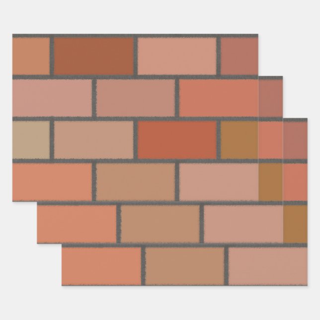 New Brick Wall Design Pattern  Wrapping Paper Sheets (Set)
