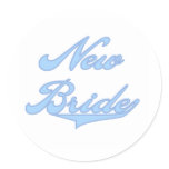 New Bride Blue Classic Round Sticker