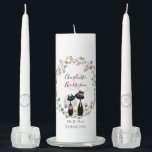 New Bride & Groom Cute Lucky Black Cats Wedding Unity Candle Set<br><div class="desc">Super cute and so pretty two little lucky black cats dressed as the bride and groom in a floral circle with easy to edit custom names,  initials and wedding date for the new Mr & Mrs</div>