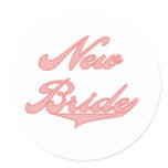 New Bride Pink Classic Round Sticker