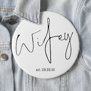 New Bride Wifey Script Name Keepsake Button