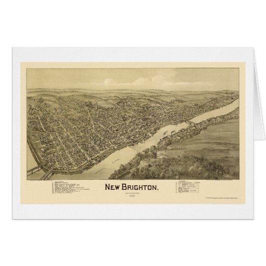 New Brighton, PA Panoramic Map - 1901 Cards (Front Horizontal)