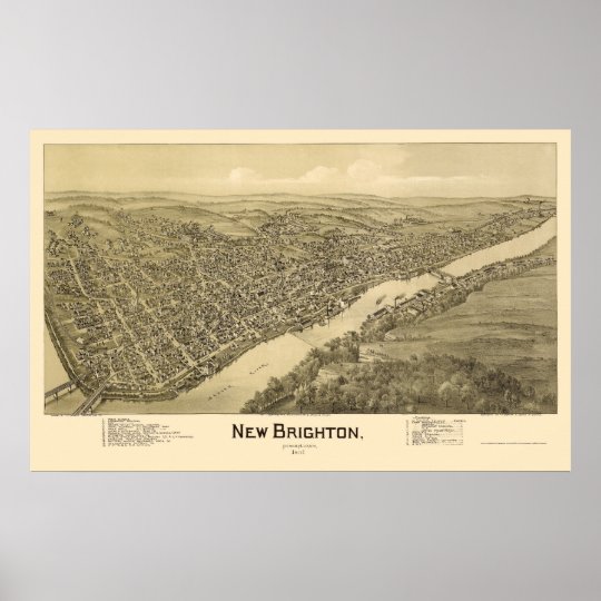New Brighton, PA Panoramic Map 1901 Poster