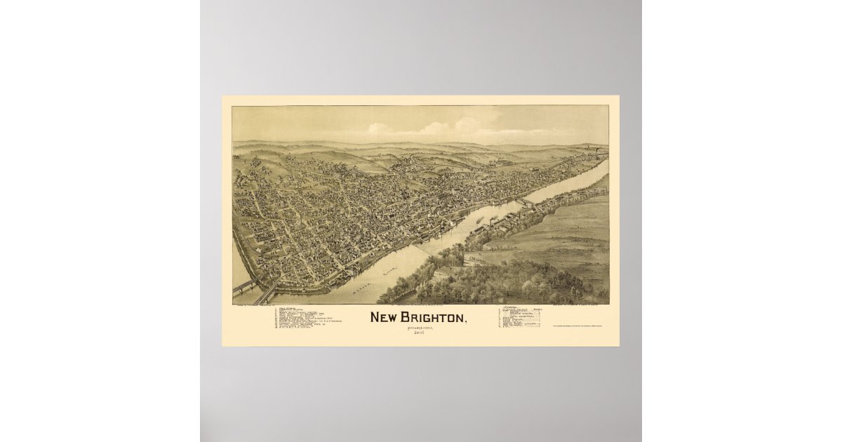 New Brighton, PA Panoramic Map 1901 Poster Zazzle