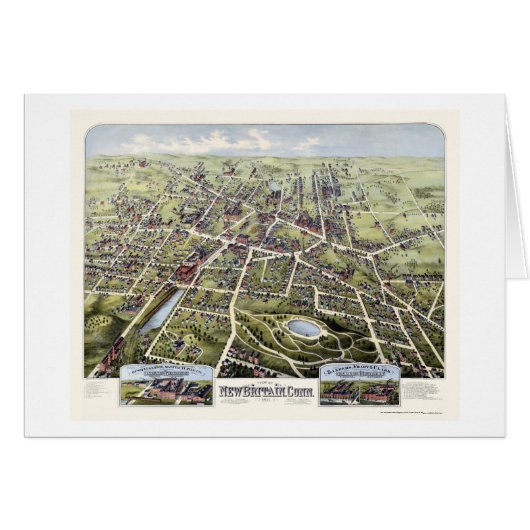 New Britain, CT Panoramic Map - 1875 Cards (Front Horizontal)