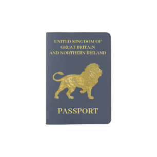 New British Brexit Blue Gold Lion Passport Holder
