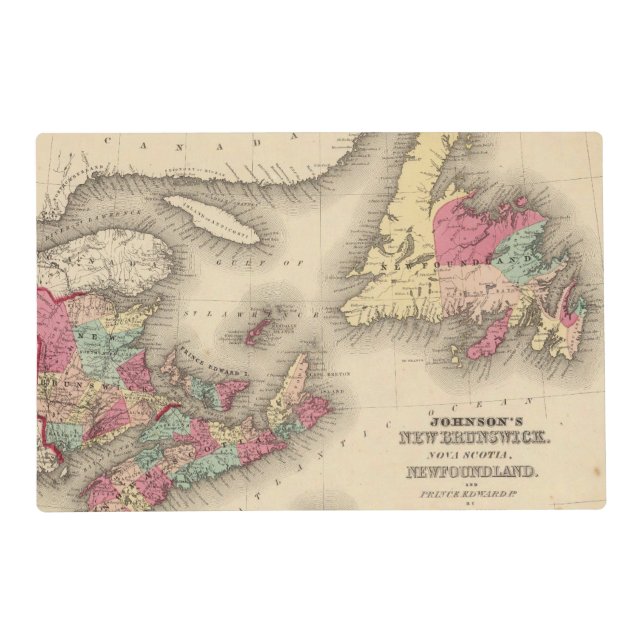 New Brunswick, Nova Scotia, Newfoundland 3 Placemat (Front)