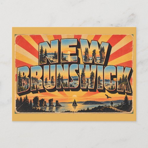 New Brunswick Sea Stacks Acadian Forest Art Postcard