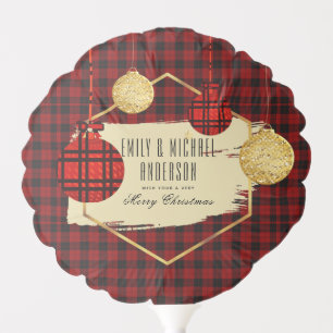 NEW Bufallo Plaid Gold Personalized BALLOON Xmas