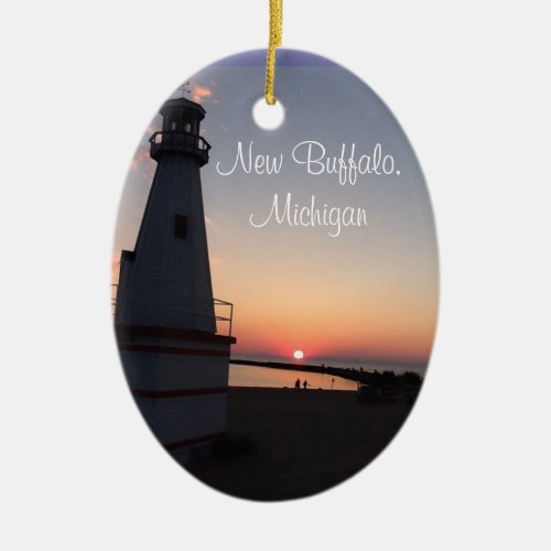 New Buffalo Michigan Sunset Lighthouse Ornament