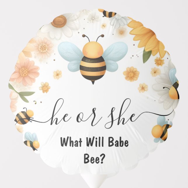 New Bug Daisy Bloom Rustic Busy Bee Gender Reveal Balloon (Front)