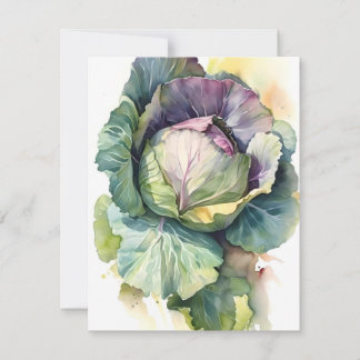 New Cabbage In Watercolors Holiday Card