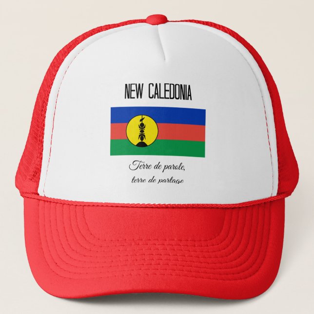 New Caledonia, Flag and Motto (Fr) Trucker Hat (Front)