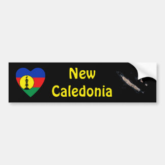 New Caledonia Flag Heart + Map Bumper Sticker