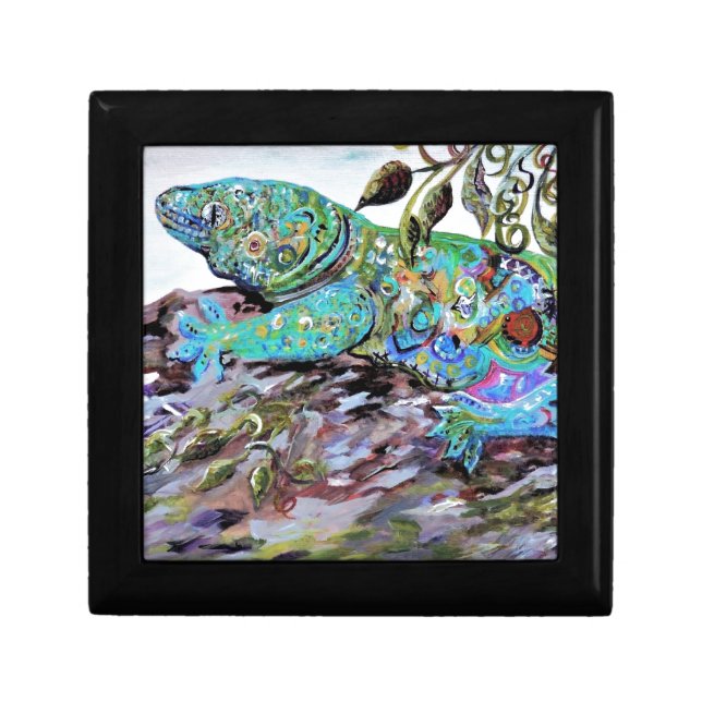 New Caledonia Lizard Art Deco Style Jewelry Box (Front)