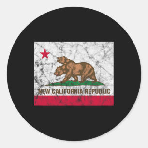 New California Republic Ncr State Distressed Flag Classic Round Sticker