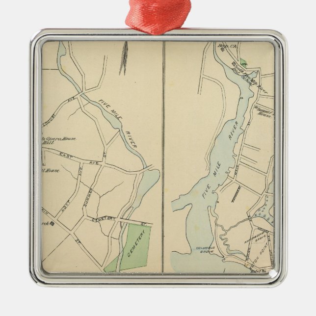New Canaan, Rowayton Metal Ornament (Front)