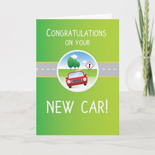 New Car Congratulations Car on Road Card