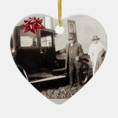 New car for Christmas Funny old photo late 1920s Ceramic Ornament