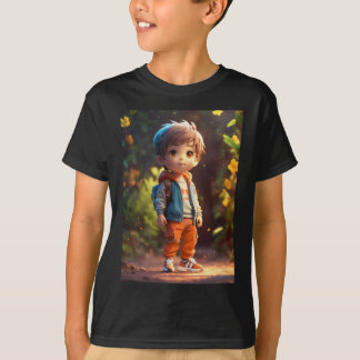 New cartoon cute boy print T-Shirt