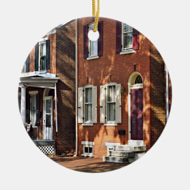 New Castle DE - Row of Townhouses Ceramic Ornament (Front)